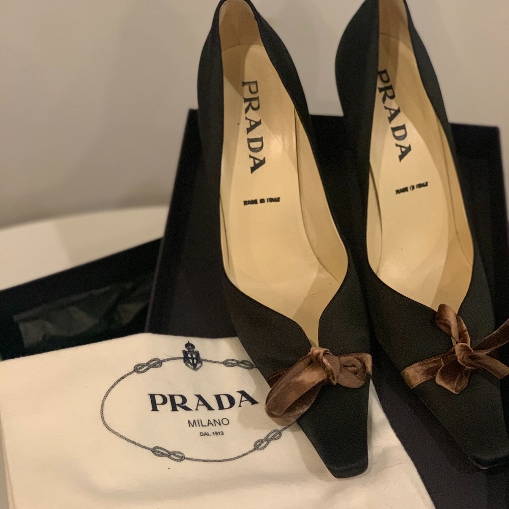 PRADA - Raso Velour Nero Tabacco Formal Shoes